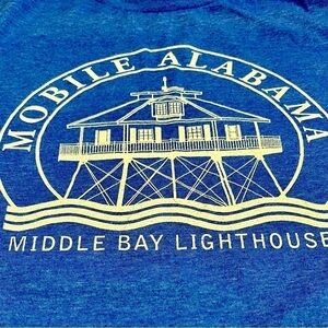 Carolina Blue Mobile Bay Lighthouse Cotton T-Shirt Size Adult Medium Unisex Gift